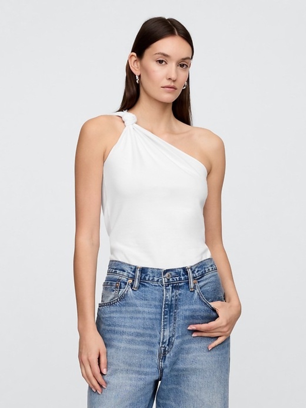NWT Gap One-Shoulder Knot Tank Top - White